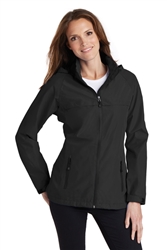 TORRENT WATERPROOF JACKET WOMEN'S BLACK W/WHITE IMPRINT SHIELD LOGO L/CH